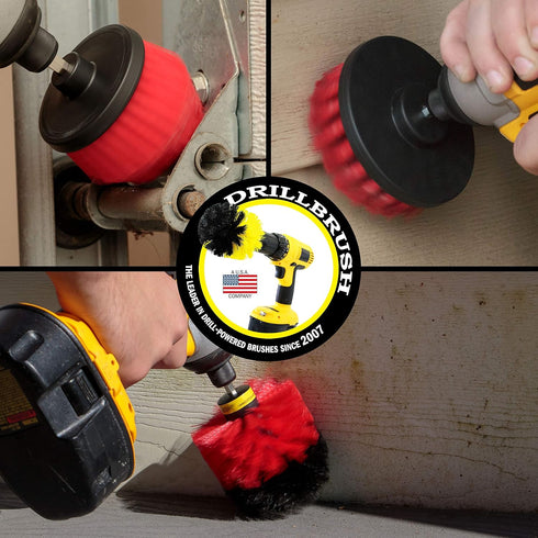 Drill Brush Power Scrubber by Useful Products - Wood Cleaner - Concrete Cleaner - Deck Brush - Rust Stain Remover - Brick Cleaner - Floor Scrub Brush - Stiff Bristle Brush for Cleaning - Mold Cleaner by Drillbrush