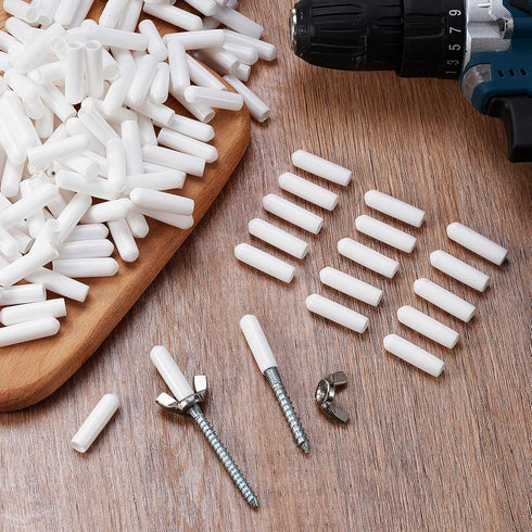 Maasechs 300 1/4" 1" 6 mm Pcs x Hurricane Shutter Hardware Screw Protector Caps Anchors Covers for Window White Covers