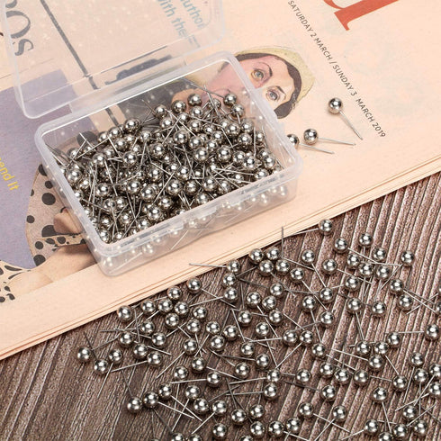 Map Tacks Push Pins, Small Size 300 Packs (Silver, 1/5 Inch)