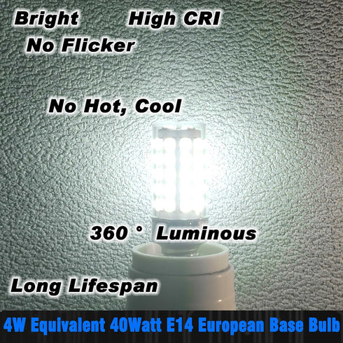 E14 Bulb 4W 40W 6000K 450lm AC100V-265V T6 C7 E14 Bulb Bulb Sconces,Non-Dimmable,3 Pack European Base LED Equivalent
