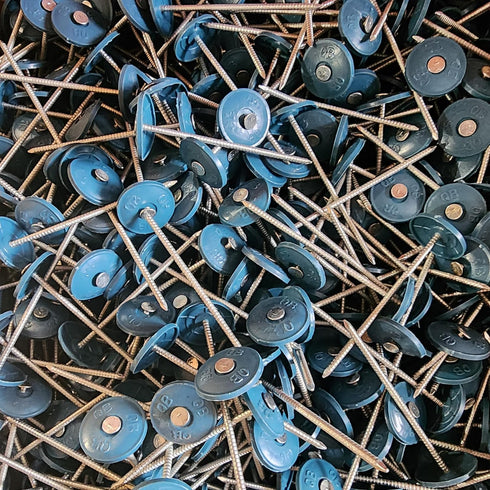250 Pack - 3 Inch Round Plastic Cap Roofing Nails, Galvanized Tar Paper Nails for House Wrap Fastening (250)