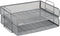 Mind Reader 2 Pcs. Stackable Paper Tray, Metal Mesh Desktop Organizer for File Storage, 14" L x 9.75" W x 6" H, Silver
