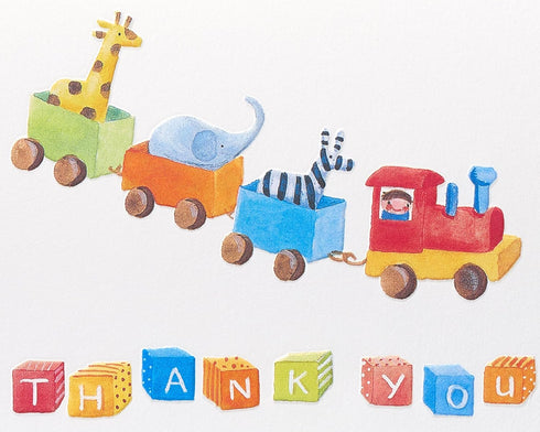 Papyrus Baby Thank You Cards with Envelopes, Toy Train Design (12-Count)