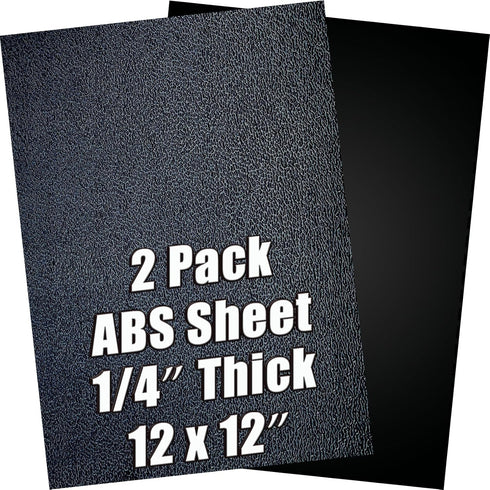 ABS Plastic Sheet 1/4 Inch Thick - 12" x 12" Black Rigid Moldable Panel for Structural Parts and DIY Home Decor