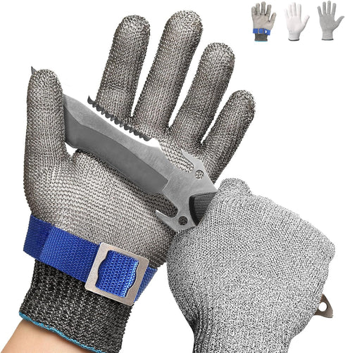 Schwer SlicePro ANSI A9 Cut Resistant Glove PR1706, Stainless Steel Mesh, Food Grade for Kitchen Cooking (L, 1 PCS)