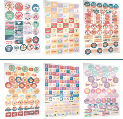 LUX Planner Stickers - 1100 Stickers (19 Sheets) for Reminders and Motivational Labels, Best Calendar Accessory