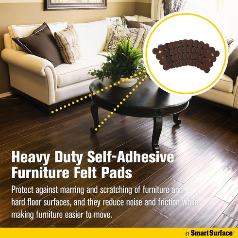 8827 Heavy Duty Self Adhesive Furniture Felt Pads 1-Inch Round Brown 160-Piece Value Pack