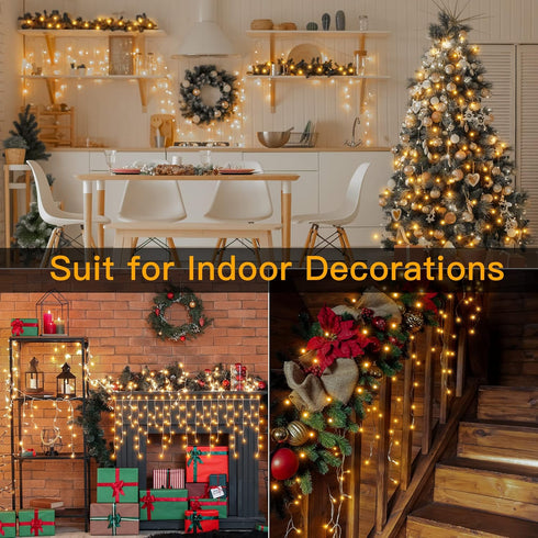 504LED 41FT, 8Modes Ollny Icicle Lights for Outside Warm White Christmas Light with Remote Timers Waterproof, Plug
