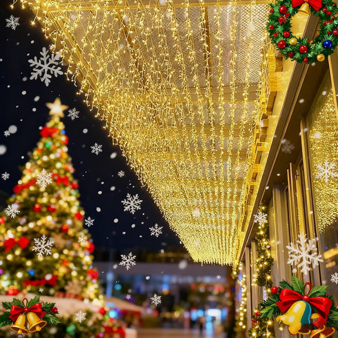 Zenlrs 33FT 240 40 24in 8 Christmas Icicle String Lights LEDs Strips Each Short Curtain Fairy Hanging Ceiling