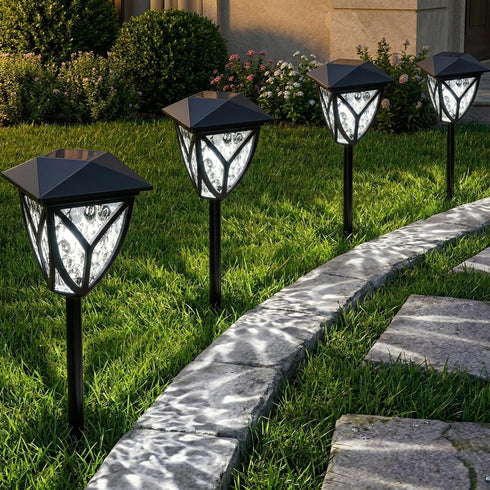 6500K IP65 6-Pack Ensenior Solar Lights Outdoor, LED Solar Garden Lights for Pathway Yard Patio Walkway Planter Walkway