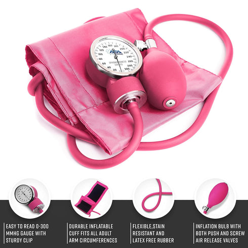 Set ASA TECHMED Dual Head Sprague Stethoscope and Sphygmomanometer Manual Blood Pressure Cuff with Case, Gift