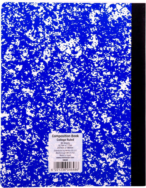 Mintra Office Composition Books - Sturdy Flexible Cover, 4 Pack Assorted Marble Composition, College Ruled