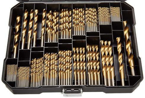 230 Pieces Titanium Twist Drill Bit Set, 135° Tip High Speed Steel, Ideal for Wood, Cast Iron, and Plastic