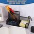 Mesh Pencil Holder Desk Organizers, 3 Compartments Black Pen Holder Storage for Office Accessories