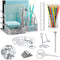 Silver Desk Organizers and Accessories Set, Stapler, Pen Holder, Phone Holder, and Office Supplies
