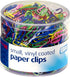 Officemate Vinyl Coated #2 Paper Clips, Assorted Colors, Tub of 1000