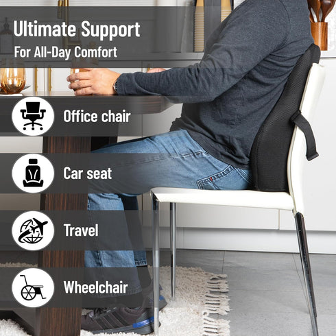 Chiropractor-Recommended, Mind Reader Air-Cloud Lumbar Cushion, Ergonomic Memory Foam Back Support Pillow for Office
