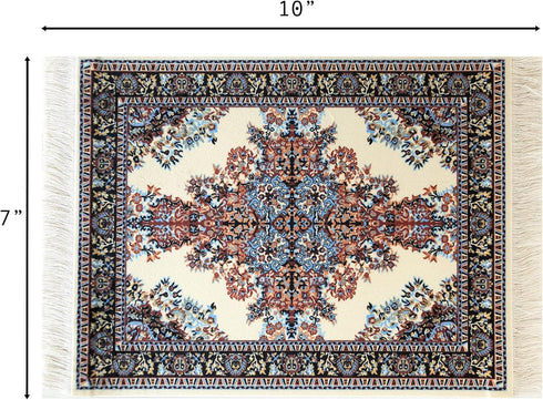 Beautiful Oriental Rug Style Mousepad, Beige Miniature Carpet Computer Mouse Pad, Rectangular Non-Slip Office