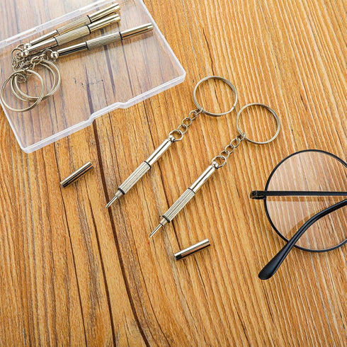 5Pcs Mini Glasses Screwdriver, 3 in 1 Multifunction Eyeglass Repairing Kit with Keychain