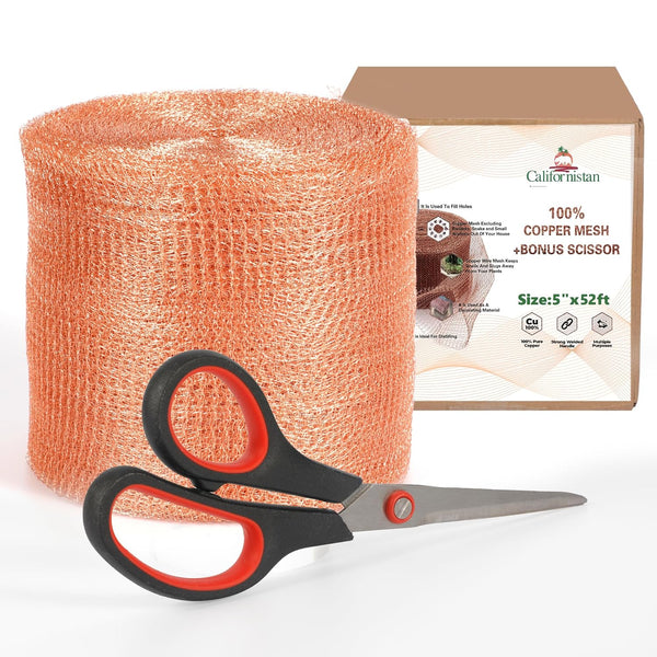 Copper Mesh Rodent Control Roll, 5in x 52ft - Rustproof for Pest, Bat & Snail, Perfect for Gardening & Hole Blocking