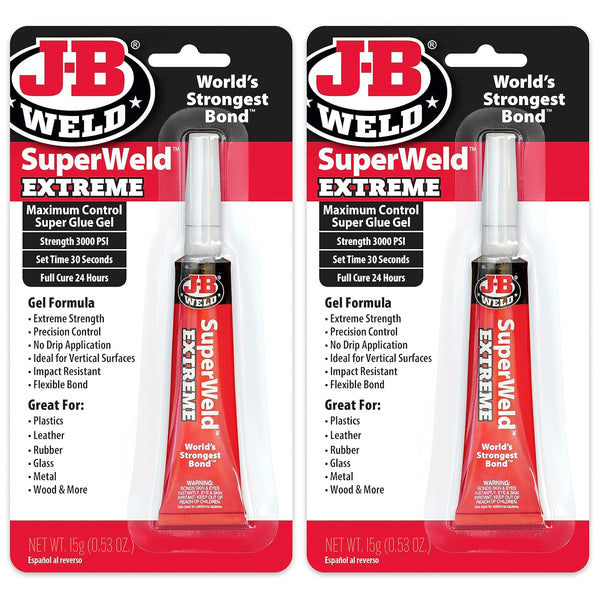 J-B Weld Superglue Gel 15g, 2 Pack - SuperWeld Extreme Gel