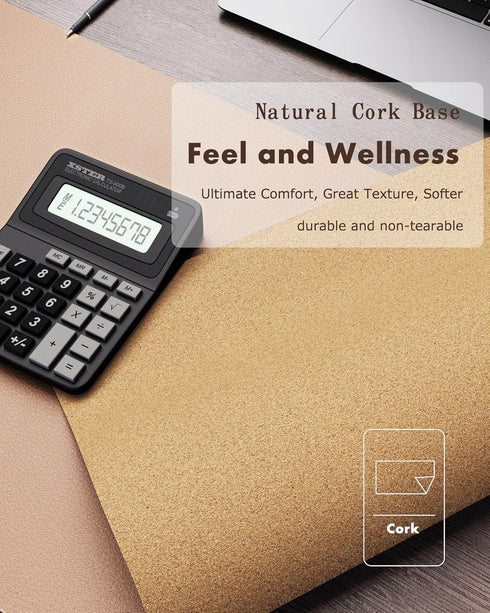 YSAGi Double-Sided Desk Pad, Eco Cork Leather Desk Mat Protector, Large Waterproof Blotter Pad