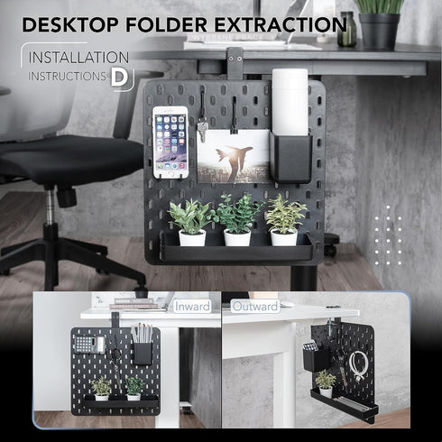 EHO Clamp On Desk Pegboard, Short Privacy Divider, Office Partition Panel, No Drill Desk Mounted Organization Board,