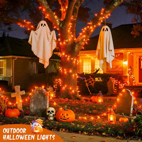 4 Pack 50 16.5ft 8 JMEXSUSS LED Battery Operated String Lights Orange, Each Halloween String Lights with Timer, Modes