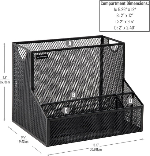 Mind Reader Vertical File Storage Organizer, Letter Size, Metal Mesh, Black, 12.15" L x 9.5" W x 9.5" H, Office