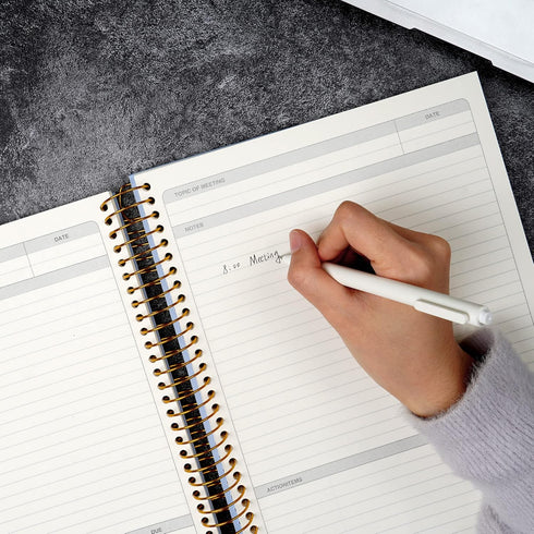 Meeting Notebook for Work, 210 Pages Meeting Planner Organizer, A4 Blue Notebook for Office Agenda