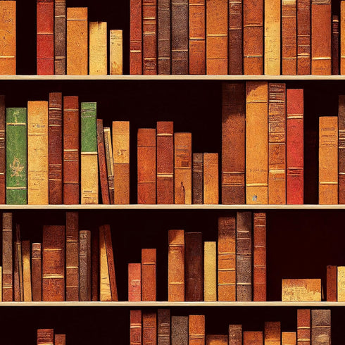 Mid Century Wallpaper Peel and Stick School Library Antique Bookshelf Bookcase Wallpaper