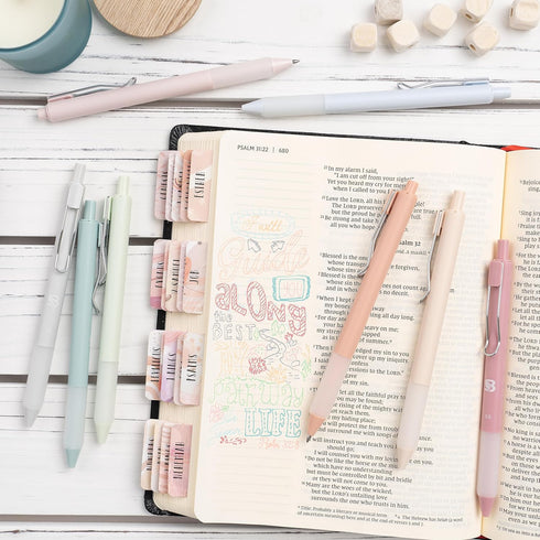 Pastel Colored Gel Pens 8 Pack - Aesthetic Cute Pens with Smooth Writing for Journaling and Bible Note Taking