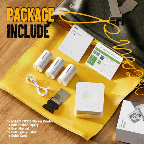 Nelko PM230 3 Sticker Printer, Print Pod Mini Bluetooth Portabel Sticker Maker with Rolls Paper, Print Pods