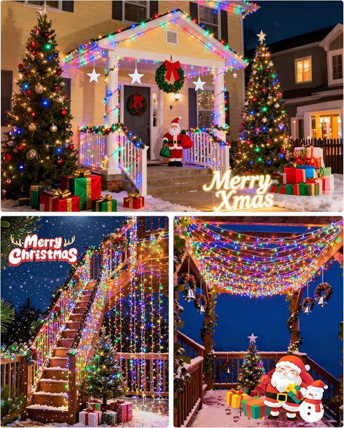 Waterproof,13 118Ft 300LED Solar Christmas Lights Outdoor Modes Solar Powered String Lights for Tree Outside Garden