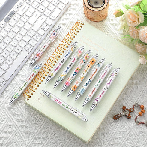 Sabary Bible Verse Ballpoint Pens, Christian Flower Pens, Inspirational Quotes, Funny Office Ballpoint Pens, 40 Pcs