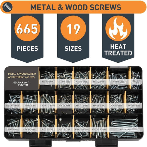 Jackson Palmer 2201 Piece Hardware Assortment Kit, Screws, Nuts, Bolts & Washers