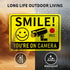 2 Pack 10"x7" Smile You're on Camera Signs Video Surveillance Signs Outdoor, Rust-Free Aluminum Warning Sign, UV