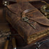 Vintage Leather Journal - Leather Bound Journal with Antique Handmade Deckle Edge Vintage Paper - Book of Shadows (Red
