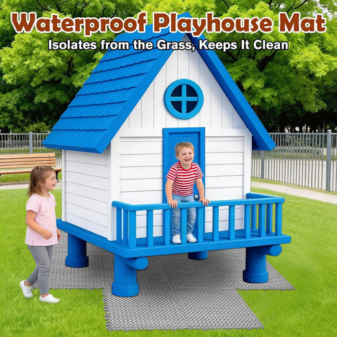 Wibeelee 14 36 48 Inches PCS Interlocking Outdoor Playhouse Mats X Waterproof Non-Slip Plastic Tiles, Playground