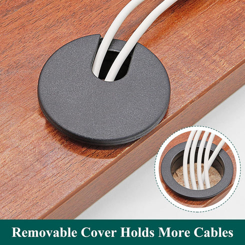 Litoexpe Black Desk Cord Grommets, 2 Inch Plastic Grommet Cable Hole Cover for Office Equipment