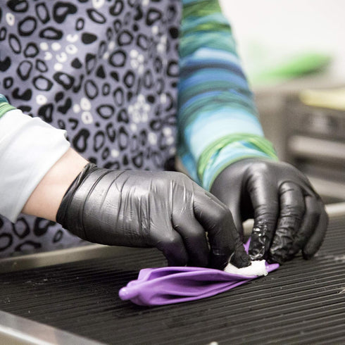 AMMEX Black Nitrile Exam Gloves, Size Small, Box of 100, 3 Mil, Latex Free, Powder Free