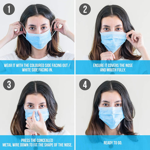 Disposable Face Masks 50 Count 3-Ply SereneLife Disposable Kids Face Masks | Breathable Layers | Non-Woven Fabric |