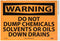 NMC OSHA Sign, "WARNING - DO NOT DUMP CHEMICALS", 14" x 10", Pressure Sensitive Vinyl