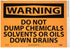 NMC OSHA Sign, "WARNING - DO NOT DUMP CHEMICALS", 14" x 10", Pressure Sensitive Vinyl