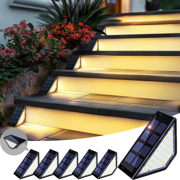 PATIOWIN 6 Pack Solar Step Lights for Outside, 24 LEDs Solar Stair