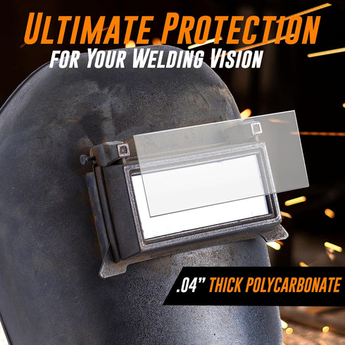 25 Pack 2x4.25 0.04" 2x4 Mutt Tools Clear Welding Lenses - Premium Thick Clear Lens for Welding Hood - Welding Lens