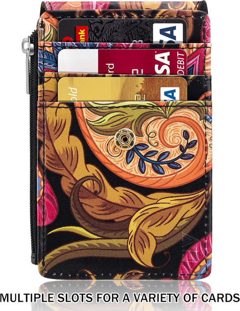 ELV Badge Holder with Zipper - ID Badge Card Holder Wallet with 5 Card Slots and RFID Blocking Pocket, 20 inch Lanyard