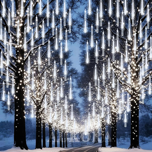 12 inch 8 192LED Aukora Christmas Lights Outdoor Meteor Shower Falling Rain Lights Tubes Snowfall Cascading Icicle
