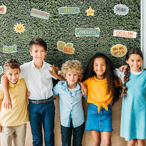 Bulletin Board Fabric 48'' x 107'', Class Fabric for Everyone is Welcome Classroom Background Decor, Crafts