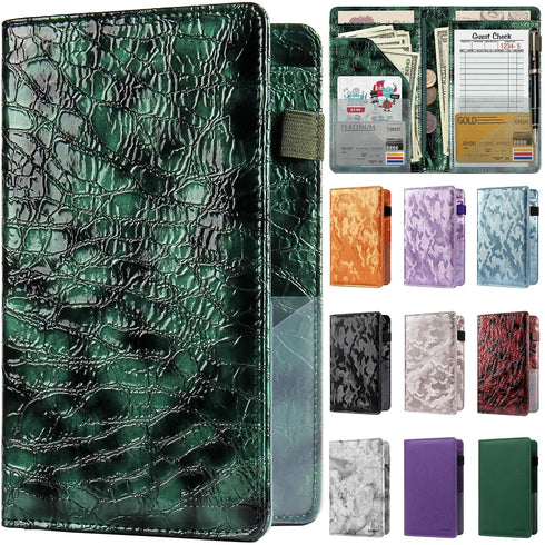 EcoVision Server Books for Waitress,Leather Waiter Book with Zipper Pocket, Server Booklet